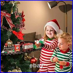Christmas Train Toys Set Around Tree, Electric Railway Train Set with Xmas Train