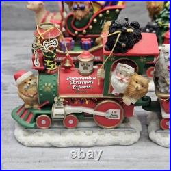 DAMAGED Danbury Mint The Pomeranian Christmas Express Train 6-Piece Set Pom Dogs