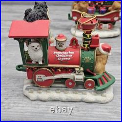 DAMAGED Danbury Mint The Pomeranian Christmas Express Train 6-Piece Set Pom Dogs