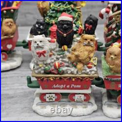 DAMAGED Danbury Mint The Pomeranian Christmas Express Train 6-Piece Set Pom Dogs