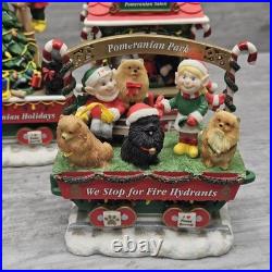 DAMAGED Danbury Mint The Pomeranian Christmas Express Train 6-Piece Set Pom Dogs