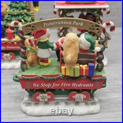 DAMAGED Danbury Mint The Pomeranian Christmas Express Train 6-Piece Set Pom Dogs