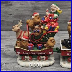 DAMAGED Danbury Mint The Pomeranian Christmas Express Train 6-Piece Set Pom Dogs