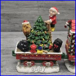 DAMAGED Danbury Mint The Pomeranian Christmas Express Train 6-Piece Set Pom Dogs