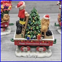 DAMAGED Danbury Mint The Pomeranian Christmas Express Train 6-Piece Set Pom Dogs