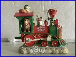 Danbury Mint 6 Piece Christmas Bulldog Train Set Dog Sculpture Figurine RARE