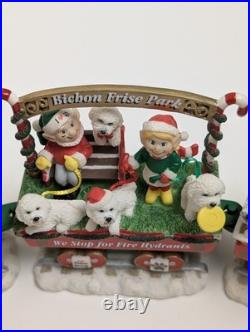 Danbury Mint Bichon Frise Christmas Express Train Set 6-Piece Figurines