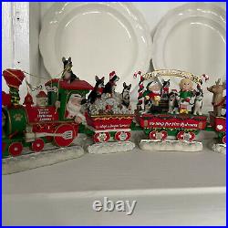 Danbury Mint Boston Terrier Christmas Express Train Dog Figurine Set Holiday 6pc