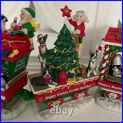 Danbury Mint Boston Terrier Christmas Express Train Dog Figurine Set Holiday 6pc