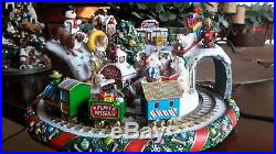Danbury Mint Bulldogs Christmas Train Set, Lights Up, RARE