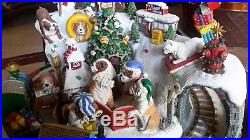 Danbury Mint Bulldogs Christmas Train Set, Lights Up, RARE