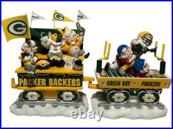Danbury Mint Christmas Express 6 Piece Holiday Train Set Green Bay Packers 2001