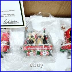Danbury Mint Pug Christmas Holiday Rail Train Set Figurine 6 Piece Mint in Box