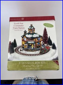 Dept 56 North Pole Series North Star Commuter Train Station #56782 Complete Set