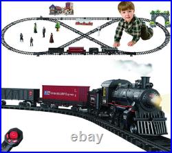 Electric Alloy Train Set for Kids Ages 4-8, Remote Control Metal Christmas Train