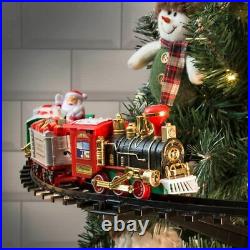Electric Christmas Tree Train Set Realistic Sounds Lights Battery Operated Toy
