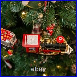 Electric Christmas Tree Train Set Realistic Sounds Lights Battery Operated Toy