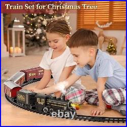 Electric Steam Engine Train Set with Lights, Sounds & Rechargeable Batteries