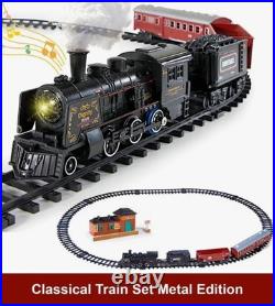Electric Train Set for Kids Metal Alloy Christmas Train Toys Steam Locomotive