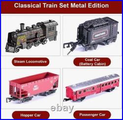 Electric Train Set for Kids Metal Alloy Christmas Train Toys Steam Locomotive