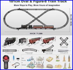 Electric Train Sets Remote Control for Kids Metal Alloy Christmas Train Toys Ste