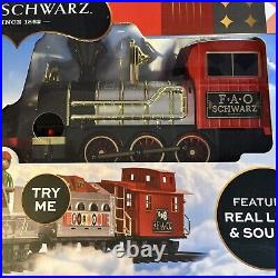 FAO Schwarz Holiday Train Motorized Train Set 30 Pieces With Light Sound