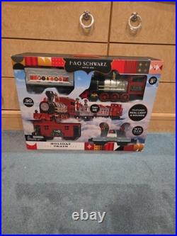 FAO Schwarz Holiday Train Motorized Train Set 30 Pieces With Light Sound NEW
