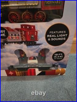 FAO Schwarz Holiday Train Motorized Train Set 30 Pieces With Light Sound NEW