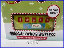 GRINCH HOLIDAY EXPRESS TRAIN SET 36 PC NEW IN BOX 65th ANNIVERSARY