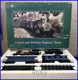 GreatLand Holiday Express Train G Scale Blue New Bright Christmas Complete WORKS