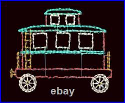 HUGE 23ft Long Train LED Outdoor Christmas Decoration 5 Piece Set LED Wireframe