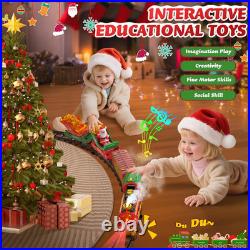Hanging Christmas Train Set with Light/Smoke/Sound/Music, Toy Train Set around u