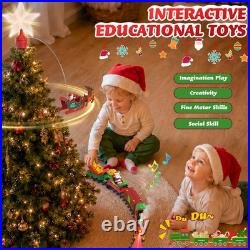 Hanging Christmas Train Set with Tree Topper Star, Toy Train Set around under th
