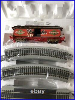 Hawthorne Village BUDWEISER Holiday Express Steam Engine Train Set With Track