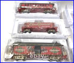 Hawthorne Village Budweiser Holiday Express Train Set Clydesdales NICE See Pics