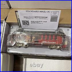 Hawthorne Village Budweiser Holiday Express Train Set Clydesdales NICE See Pics