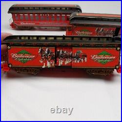Hawthorne Village Budweiser Holiday Train set Engine and Three passenger & More