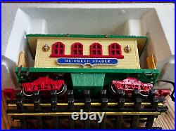 Holiday Express Dillard's Trimmings Reindeer Stable Train Car Blue Signage