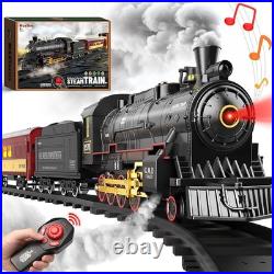 Hot Bee Train Set for Boys, Remote Control Christmas Train Sets withSteam Locomotiv