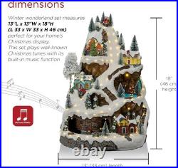 Indoor Animated Winter Wonderland Set 18in with LED Lights Music Moving Train