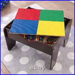 Kids Activity Table Train Set Building Bricks 2in1 Wooden Playset Christmas Gift