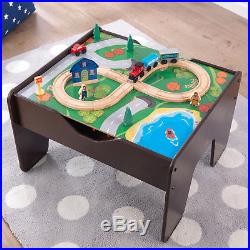 Kids Activity Table Train Set Building Bricks 2in1 Wooden Playset Christmas Gift