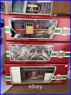 LGB Christmas Train Car Set G scale 34805, 34815, 44755 with Ball Bearing Whls NEW