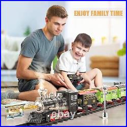 Large Train Set Electric Train Toys with 3 Way Steam, Light and Sounds Xmas