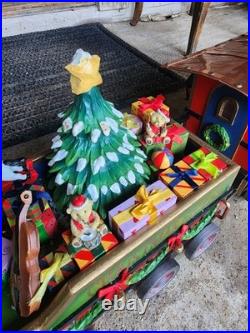 Large Wooden Christmas Express Train Set 3-Piece Christmas Display Large Wooden Christmas Express Train Set 3-Piece Christmas Display