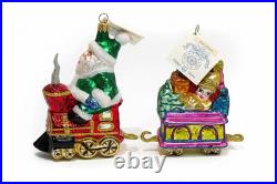 Larry Fraga Christmas Choo Choo Train Ornament Set 5pc NIB Holiday Train Set