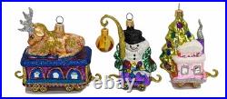 Larry Fraga Christmas Choo Choo Train Ornament Set 5pc NIB Holiday Train Set