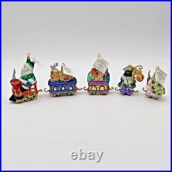 Larry Fraga Christmas Choo Choo Train Ornament Set 5pc NIB Holiday Train Set