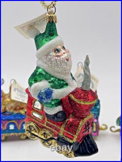 Larry Fraga Christmas Choo Choo Train Ornament Set 5pc NIB Holiday Train Set