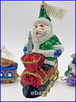 Larry Fraga Christmas Choo Choo Train Ornament Set 5pc NIB Holiday Train Set
